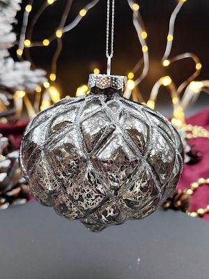 Шар прозрачный графит 10 см, стекло Merry Green MG24104