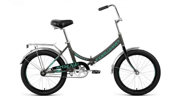 Велосипед городской складной  FORWARD Arsenal 1.0 20" 14" серый/бирюзовый  2020