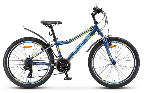 													Велосипед горный STELS Navigator 410 V 24" 13" 21 ск.  Тёмно-синий/жёлтый LU078954 