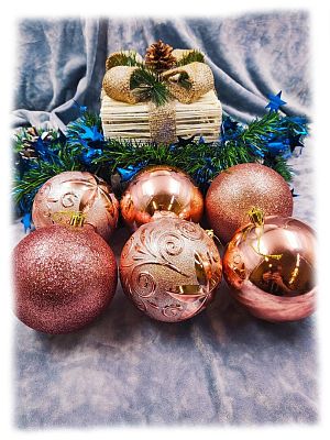 Набор шаров 10 см 6 шт розовое золото Р-5112RG-ББ