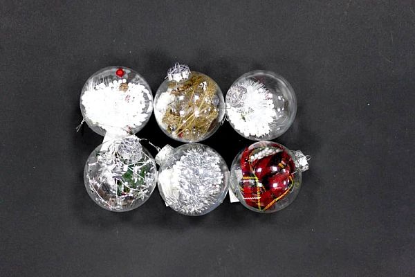 Набор шаров 10 см 1 шт прозрачные с декором 9918171