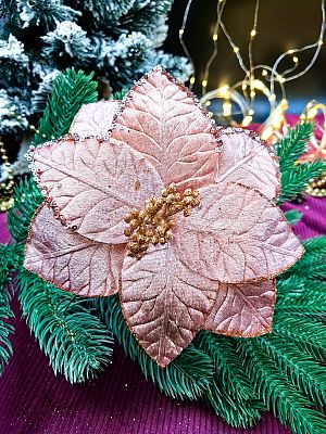 Цветок розовое золото d 22 см Р-7543