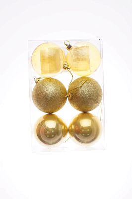 Набор шаров 8 см 6 шт золотой 80TGUV06-01G