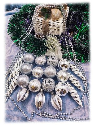 Набор шаров  см 27 шт серебро Р-2035S