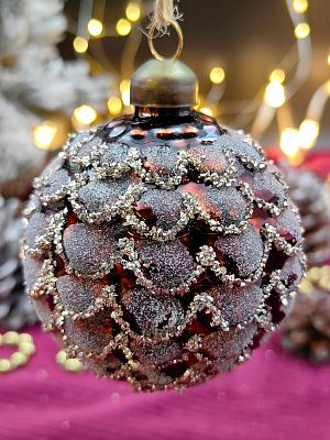 Шар насыщенный коричневый 8 см, стекло Merry Green MG24062