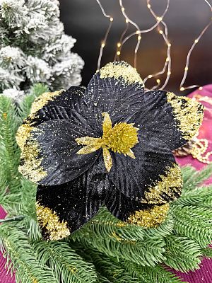 Цветок черный/золотой d 31 см 99222401black