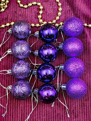 Набор шаров 3,5 см 12 шт фиолетовый р-5109vio