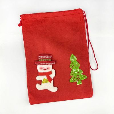 Мешочек для подарков Снеговик 32x23 см красный  9817402sn
