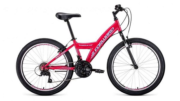 Велосипед горный FORWARD Dakota 24 1.0 24" 13" 18 ск. розовый/белый RBKW01N4P004 