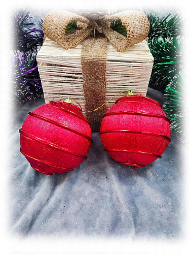 Набор шаров 10 см 2 шт красный 9920379 Набор шаров 10 см 2 шт красный 9920379