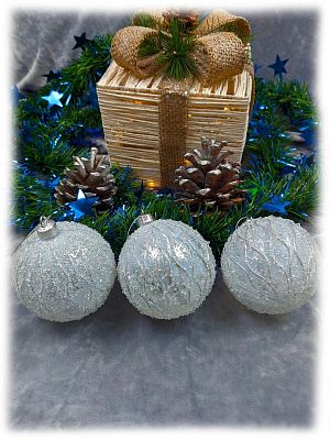 Набор шаров 8 см 3 шт серебристый 9-17025W+S8