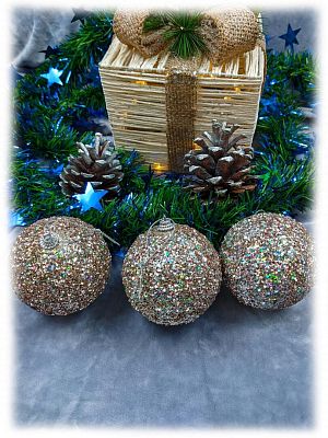 Набор шаров 8 см 3 шт шампань 803-26