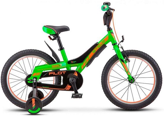Велосипед детский  STELS PILOT 180 18" 10,5" зелено-оранжевый LU075251 