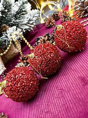 Набор шаров 8 см 3 шт красный Р-7474