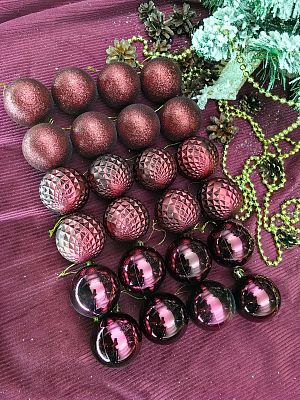 Набор шаров 6 см 24 шт винный 60AGV24-H09W