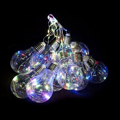 Уценка Светодиодная нить Роса 2,5 м 10 ламп под цоколь 27Е (90 LED) МИКС  K130-438 Уценка Светодиодная нить Роса 2,5 м 10 ламп под цоколь 27Е (90 LED) МИКС  K130-438