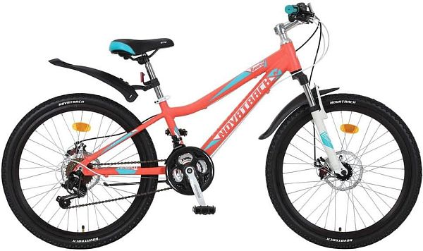 Велосипед горный Novatrack NOVARA 24" 14" 18 ск. Коралловый 24AHD.NOVARA.14CRL8 