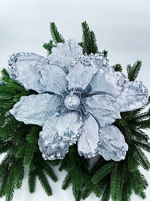 Цветок серебристый/серый d 32 см Flo-12-2SGrey