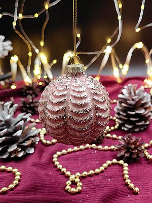 Шар розовый зефир 8 см, стекло Merry Green MG24003