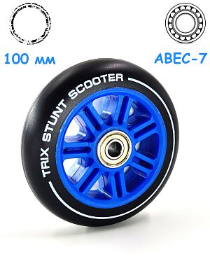 Колесо для самоката TRIX,  8 мм, ABEC 7, 100x24 мм, синий 100mmBlue