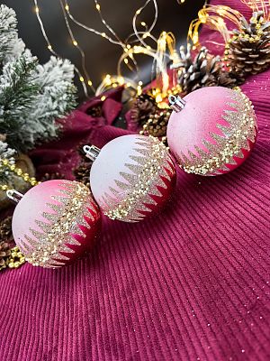 Набор шаров 8 см 3 шт розовый 406-11/22-15