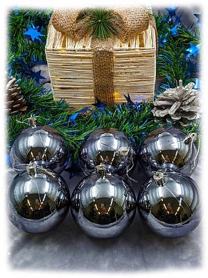 Набор шаров 8 см 6 шт серый 80SP06-01GR