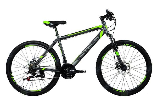 Велосипед горный хардтейл  STELS Navigator 600 V 26" 18" Антрацитовый-зеленый LU070114 
