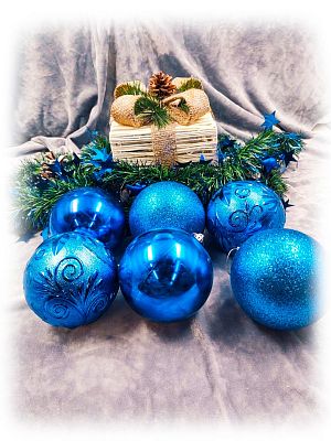 Набор шаров 10 см 6 шт синий Р-5112Blue