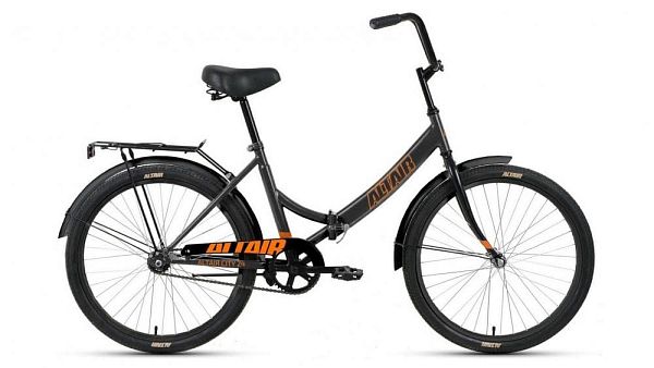Велосипед городской складной ALTAIR City 24" 16" 1 ск. темно-серый/оранжевый RBKT1YF41003 2020