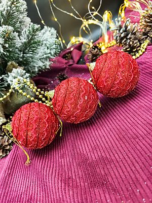 Набор шаров 8 см 3 шт красный 9920386