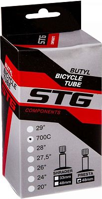 Велокамера STG 700x28/35c (28"x1.10/1.35 28-622 - 37-622) X98406 велониппель (SV, FV, Presta) 48 мм 