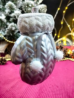 Елочная игрушка Варежка  серебристый 14 см Var/plas/SILVER