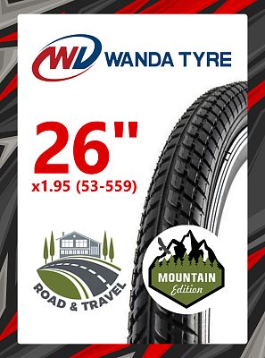 Велопокрышка Wanda 26"x1.95 (53-559) P1136  черный 26WD1136