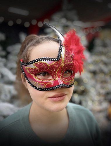 Карнавальная маска см красная с серебром PL1064RedSilver фото 3 Карнавальная маска см красная с серебром PL1064RedSilver фото 3