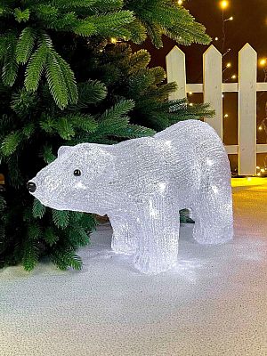 Светодиодная фигура Медведь белый 25 см см акрил Р-472