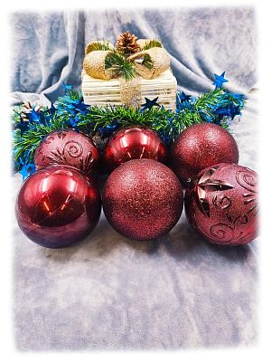 Набор шаров 10 см 6 шт вино Р-5112Wine