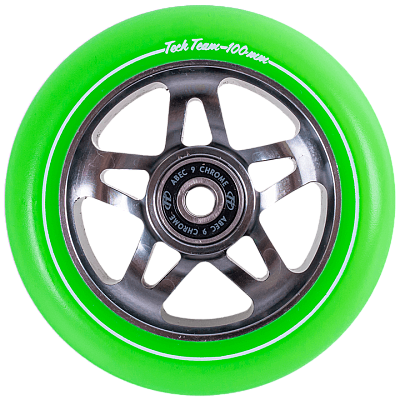 Колесо для самоката Tech Team, 5SH , ABEC 9, 100x24 мм, зеленый 620105/5SH green