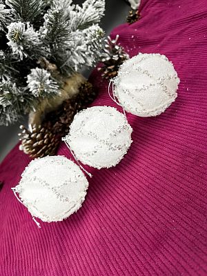 Набор шаров 8 см 3 шт белый 22-32