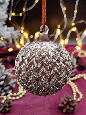 Шар платиново-серый 8 см, стекло Merry Green MG24089