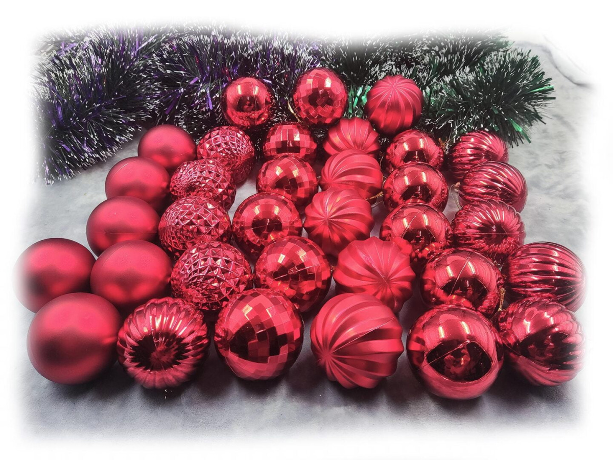 Набор шаров 6 см 34 шт красный MAS86RED Набор шаров 6 см 34 шт красный MAS86RED