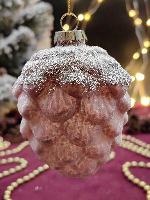 Елочная игрушка Шишка розовое суфле 9 см, стекло Merry Green MG24071