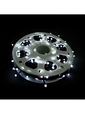 Светодиодная нить 50 м, белый холодный 240 LED, 8 режимов, провод черный, К130-488