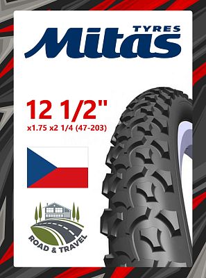 Велопокрышка Mitas 12 1/2"x1.75x2 1/4 (47-203) RAPID V36  черный 510967340044