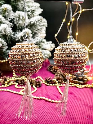 Набор шаров 6 см 2 шт шампань Р-7411