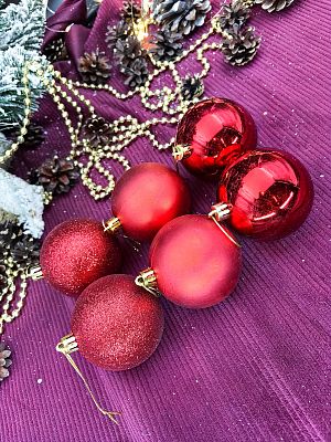 Набор шаров 7 см 6 шт красный 7006ABC/R