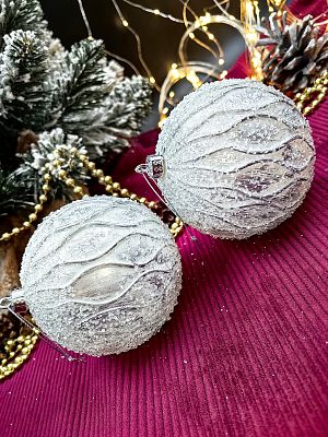 Набор шаров 10 см 2 шт серебристый 9-17025W+S10