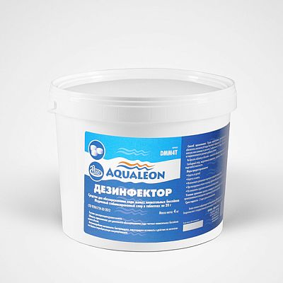 Медленный стабилизированный хлор Aqualeon Дезинфектор 4 кг. Таблетки 20 гр DMM4T