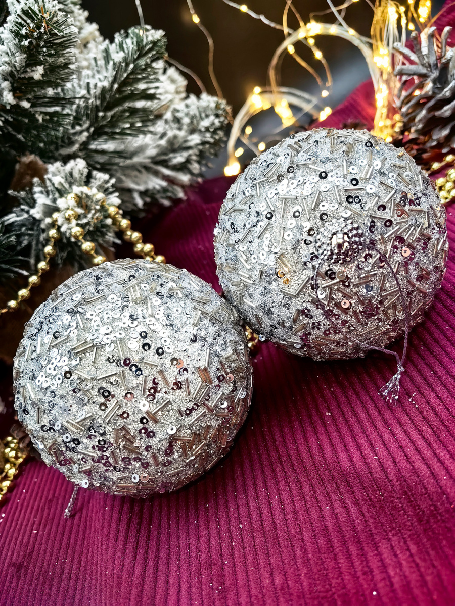 Набор шаров 10 см 2 шт серебристый 301391S10 фото 2 Набор шаров 10 см 2 шт серебристый 301391S10 фото 2