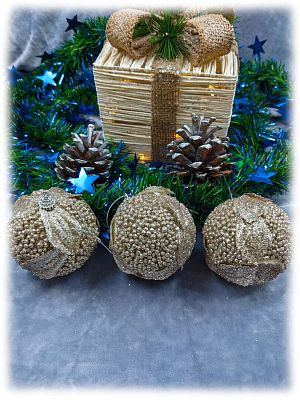 Набор шаров 8 см 3 шт шампань 803-31