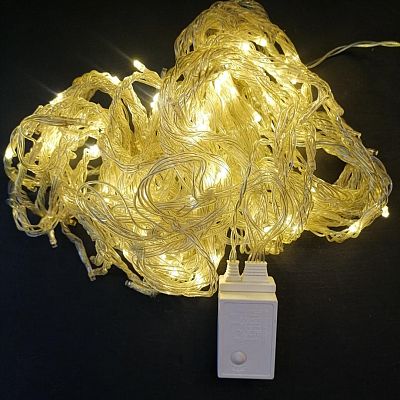 Уценка Светодиодный занавес водопад 1.8x1.2 м, белый теплый 288 LED, 8 режимов, провод прозрачный, 1